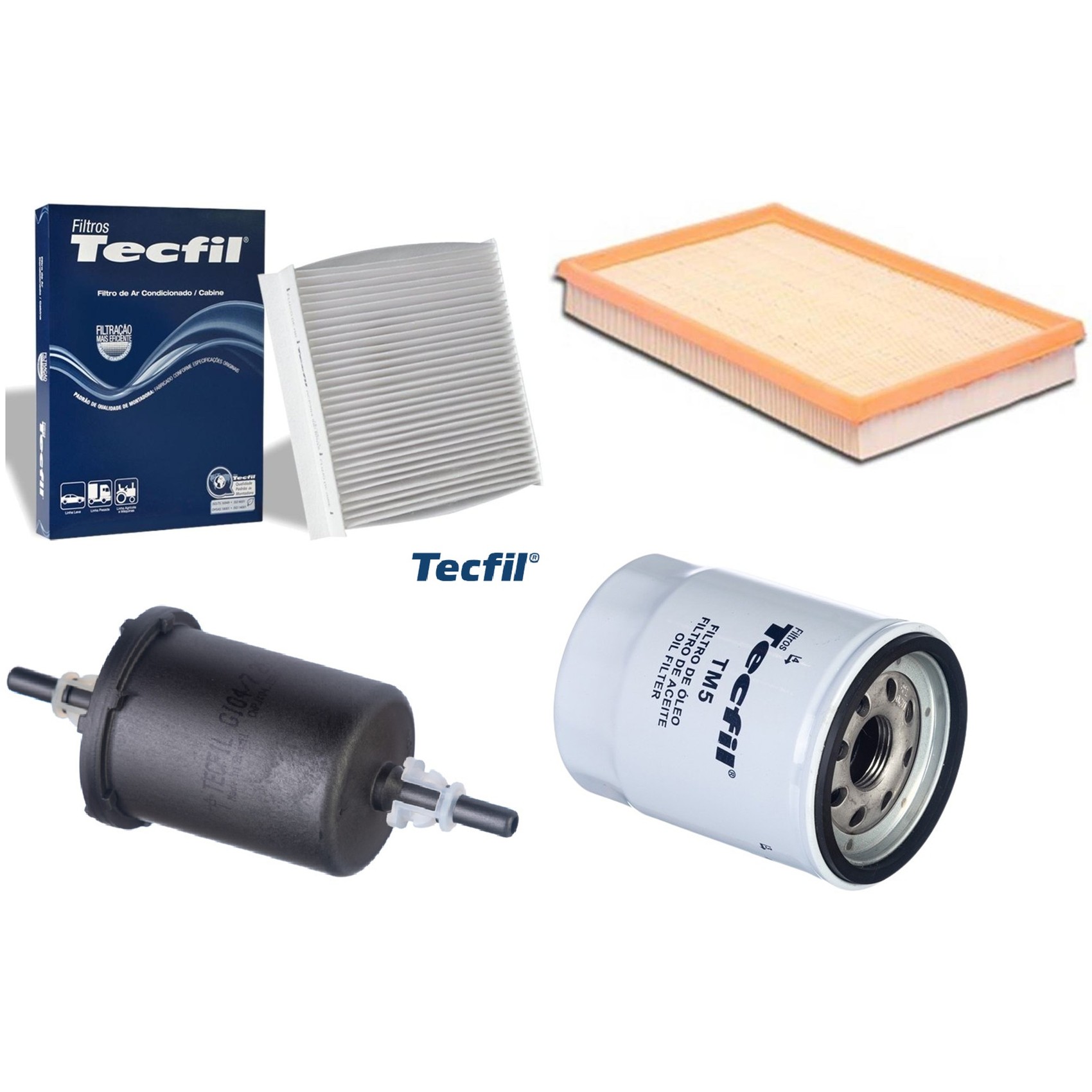 Kit Filtros de Ar do Motor, Óleo, Cabine e Combustível - Tecfil - ACP904 / ARL4151 / GI04/7 / PSL55M-(TM5)