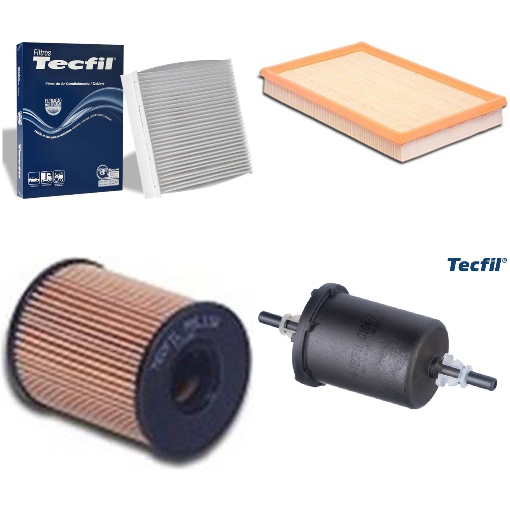 Kit Filtros de Ar do Motor, Óleo, Cabine e Combustível - Tecfil - ACP904 / ARL4151 / GI04/7 / PEL118