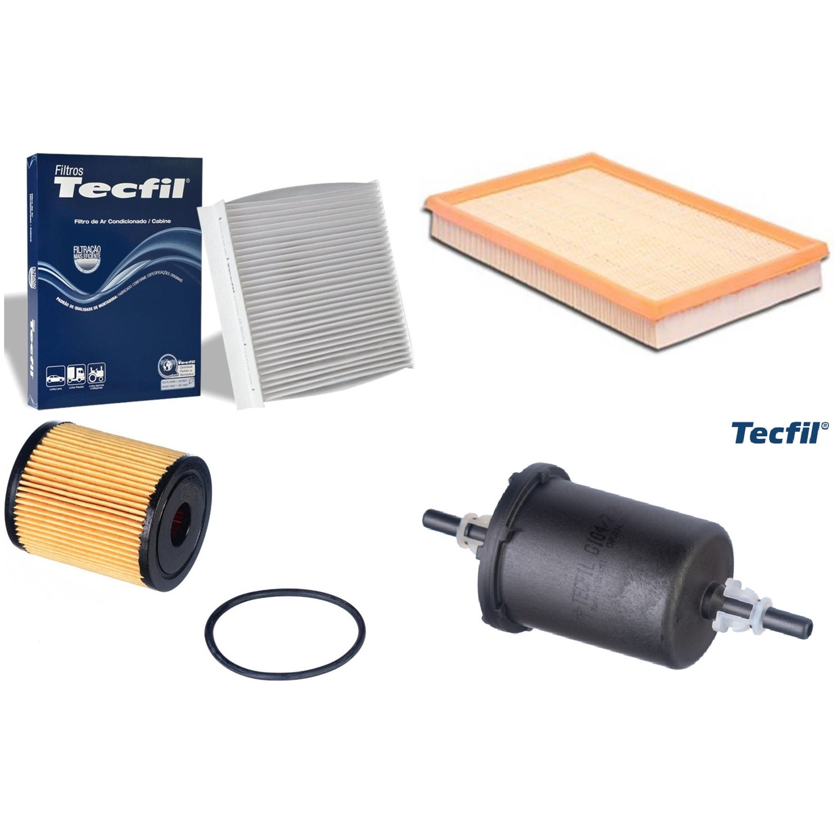 Kit Filtros de Ar do Motor, Óleo, Cabine e Combustível - Tecfil - ACP904 / ARL4151 / GI04/7 / PEL119