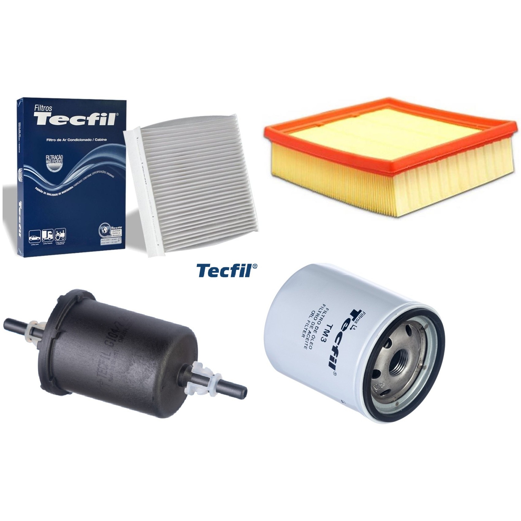 Kit Filtros de Ar do Motor, Óleo, Cabine e Combustível - Tecfil - ACP904 / ARL4155 / GI04/7 / PSL18M-(TM3)