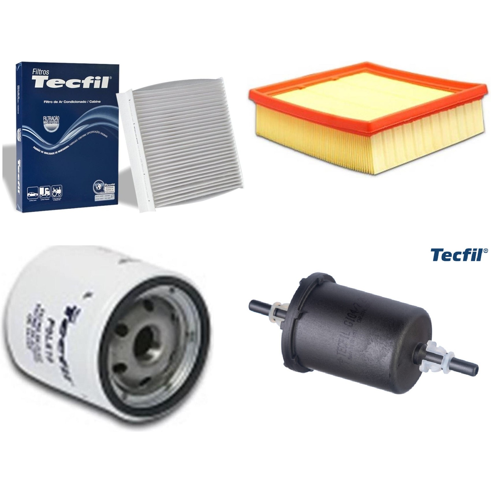 Kit Filtros de Ar do Motor, Óleo, Cabine e Combustível - Tecfil - ACP904 / ARL4155 / GI04/7 / PSL619
