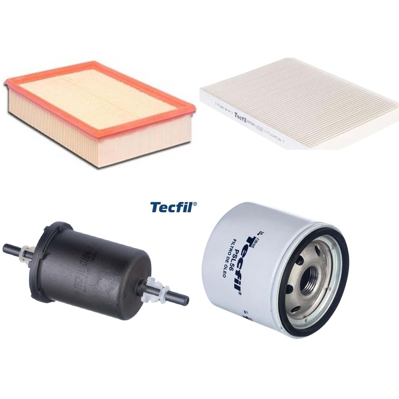 Kit Filtros de Ar do Motor, Óleo, Cabine e Combustível - Tecfil - ACP300 / ARL6094 / GI04/7 / PSL56