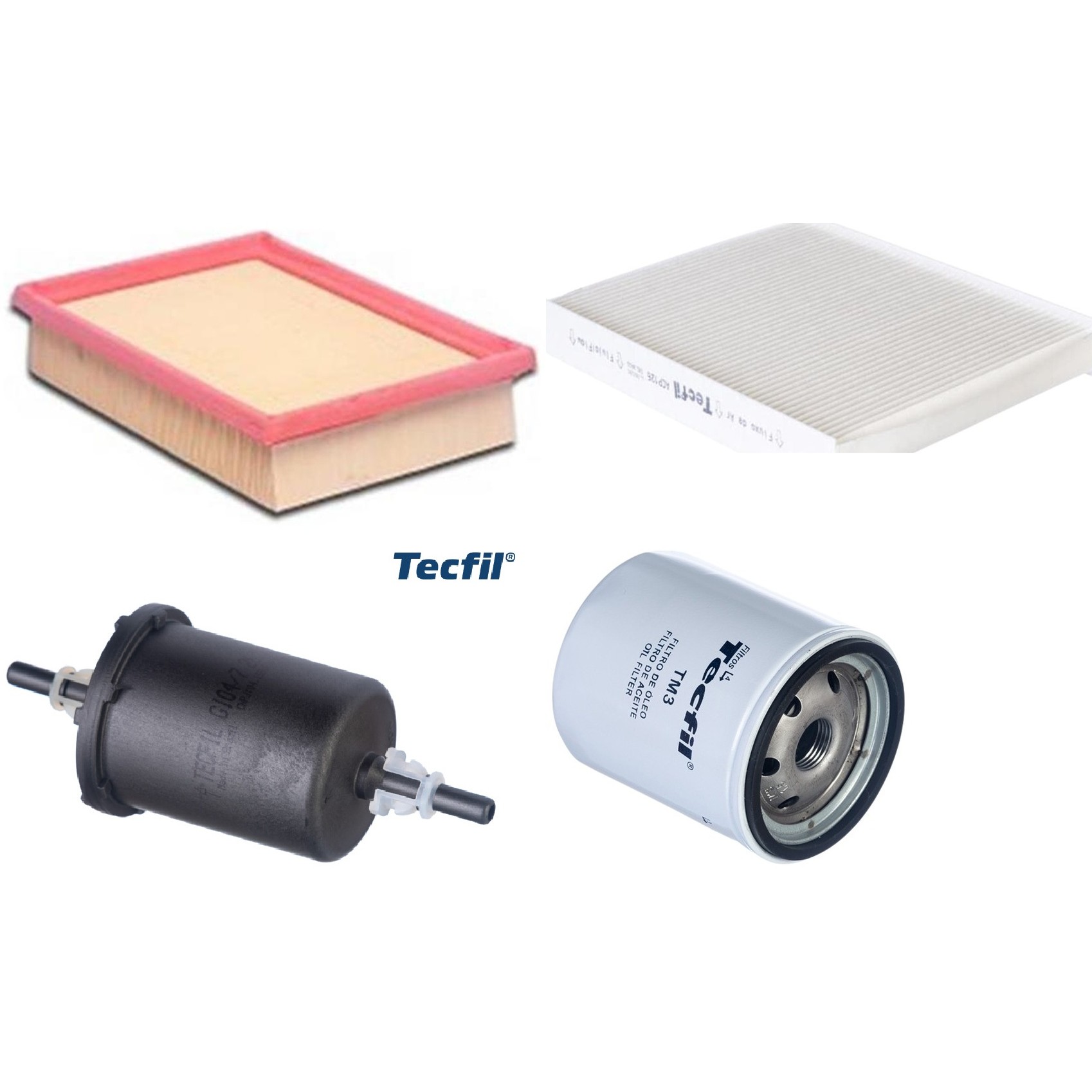 Kit Filtros de Ar do Motor, Óleo, Cabine e Combustível - Tecfil - ACP126 / ARL8829 / GI04/7 / PSL18M-(TM3)