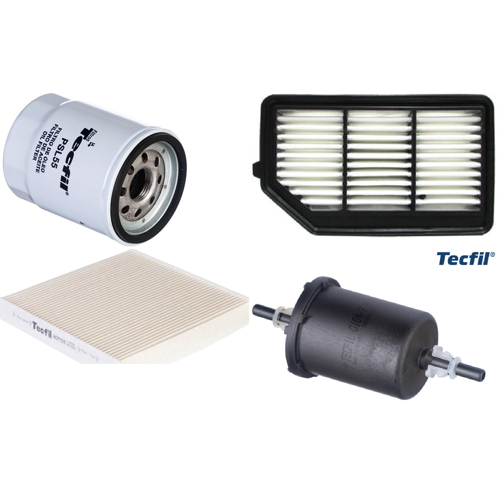 Kit Filtros de Ar do Motor, Óleo, Cabine e Combustível - Tecfil - ACP709 / ARL1038 / GI04/7 / PSL55