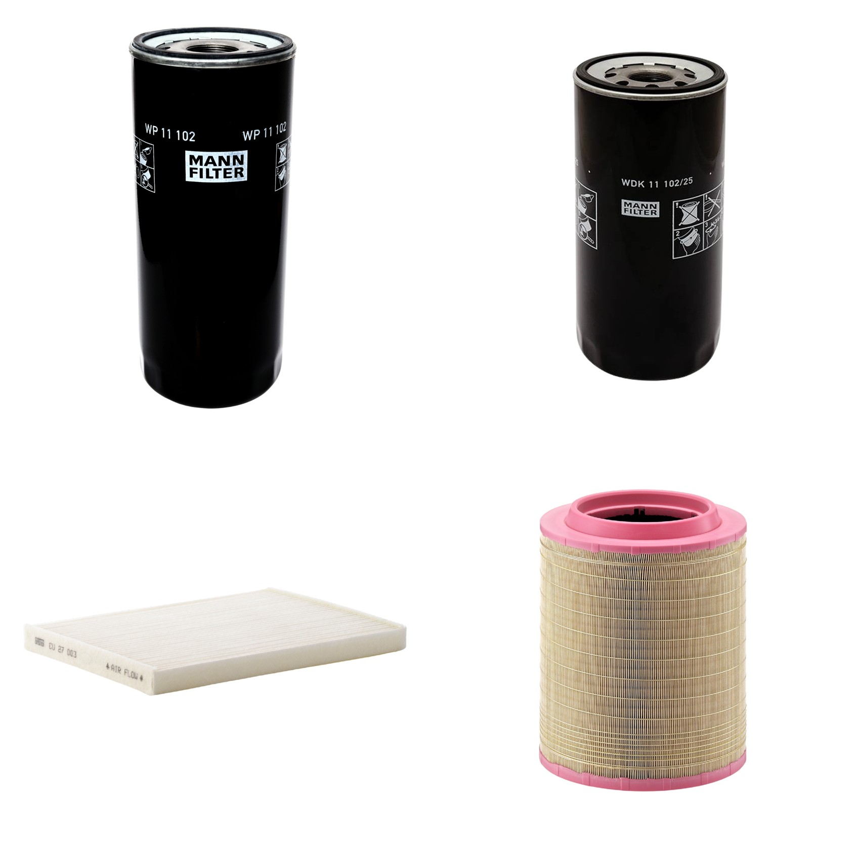 Kit Filtros de Ar Combustível Cabine Ar Condicionado Óleo - Mann-Filter - C331460/1 - CU27003 - WDK11102/25 - WP11102