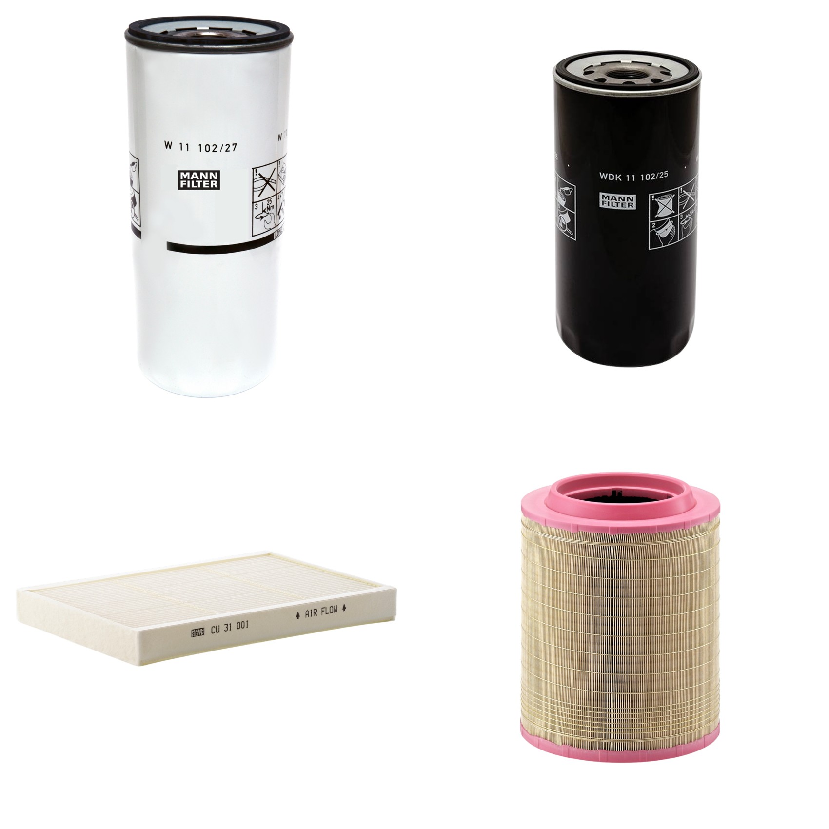 Kit Filtros de Ar Combustível Cabine Ar Condicionado Óleo - Mann-Filter - C331460/1 - CU31001 - W11102/27 - WDK11102/25