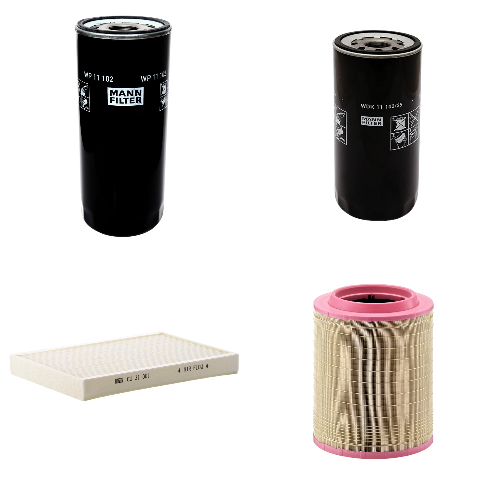 Kit Filtros de Ar Combustível Cabine Ar Condicionado Óleo - Mann-Filter - C331460/1 - CU31001 - WDK11102/25 - WP11102