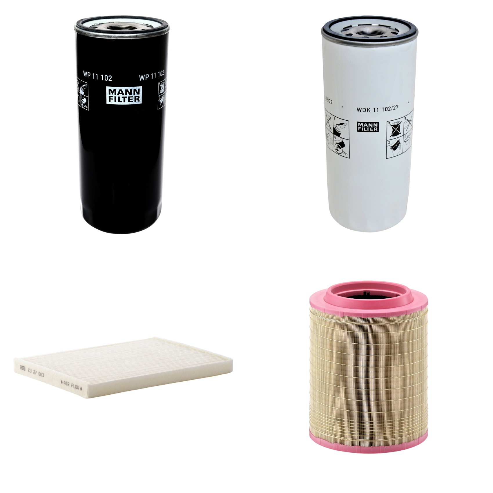 Kit Filtros de Ar Combustível Cabine Ar Condicionado Óleo - Mann-Filter - C331460/1 - CU27003 - WDK11102/27 - WP11102