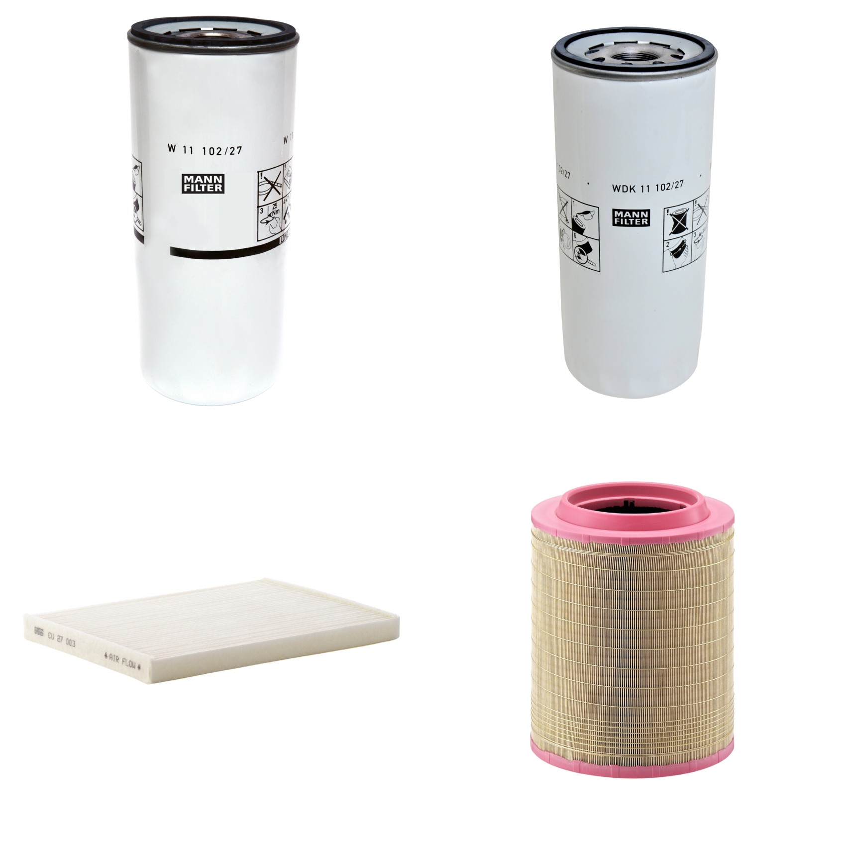 Kit Filtros de Ar Combustível Cabine Ar Condicionado Óleo - Mann-Filter - C331460/1 - CU27003 - W11102/27 - WDK11102/27