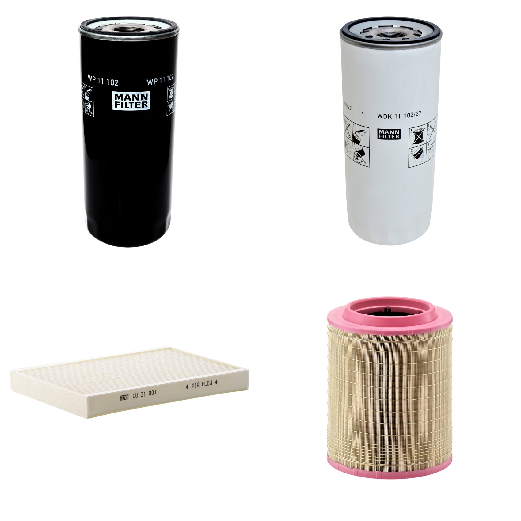 Kit Filtros de Ar Combustível Cabine Ar Condicionado Óleo - Mann-Filter - C331460/1 - CU31001 - WDK11102/27 - WP11102