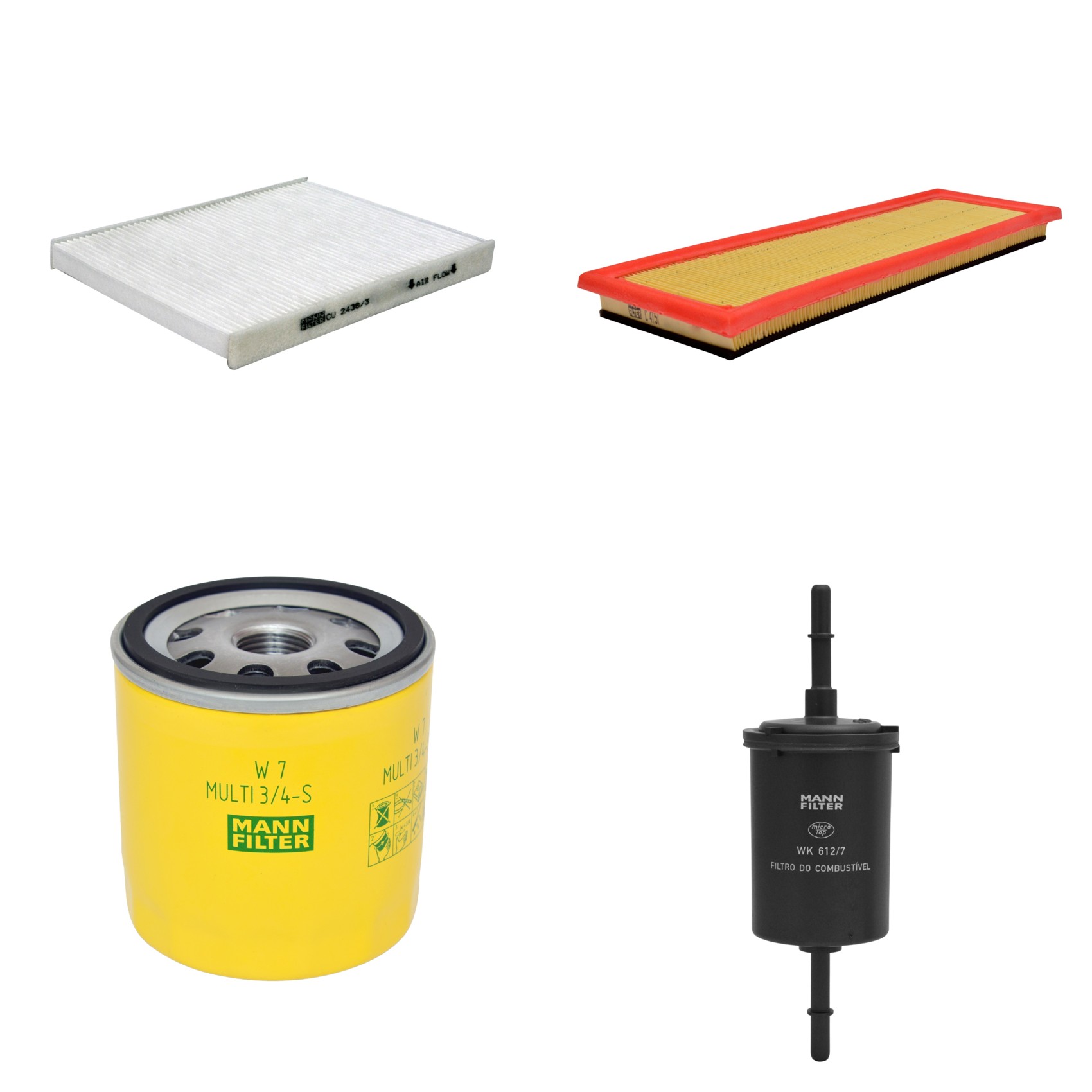 Kit Filtros de Ar Combustível Cabine Ar Condicionado Óleo - Mann-Filter - C4151 - CU2436/3 - W7MULTI3/4-S - WK612/7
