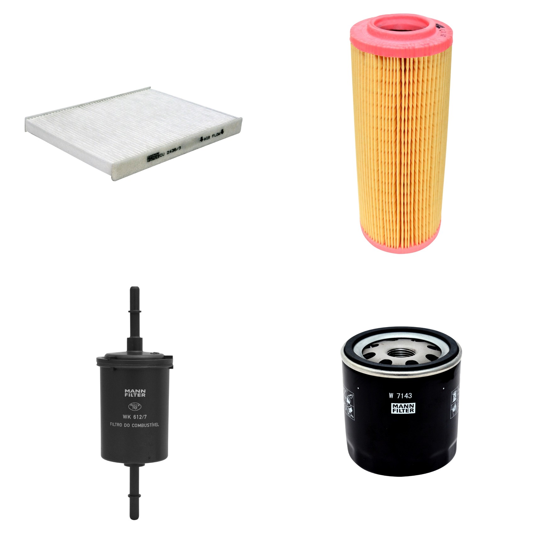 Kit Filtros de Ar Combustível Cabine Ar Condicionado Óleo - Mann-Filter - C11102 - CU2436/3 - W7143 - WK612/7