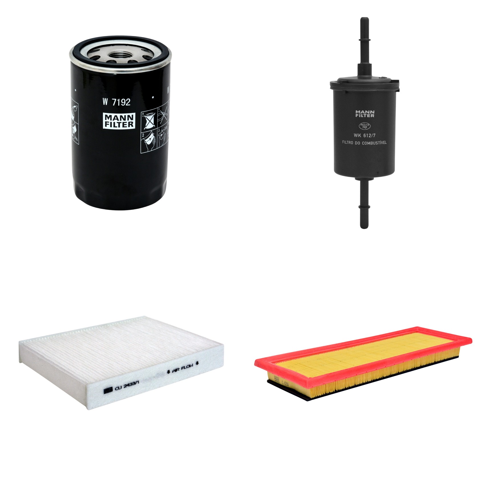 Kit Filtros de Ar Combustível Cabine Ar Condicionado Óleo - Mann-Filter - C4280 - CU2433/1 - W7192 - WK612/7