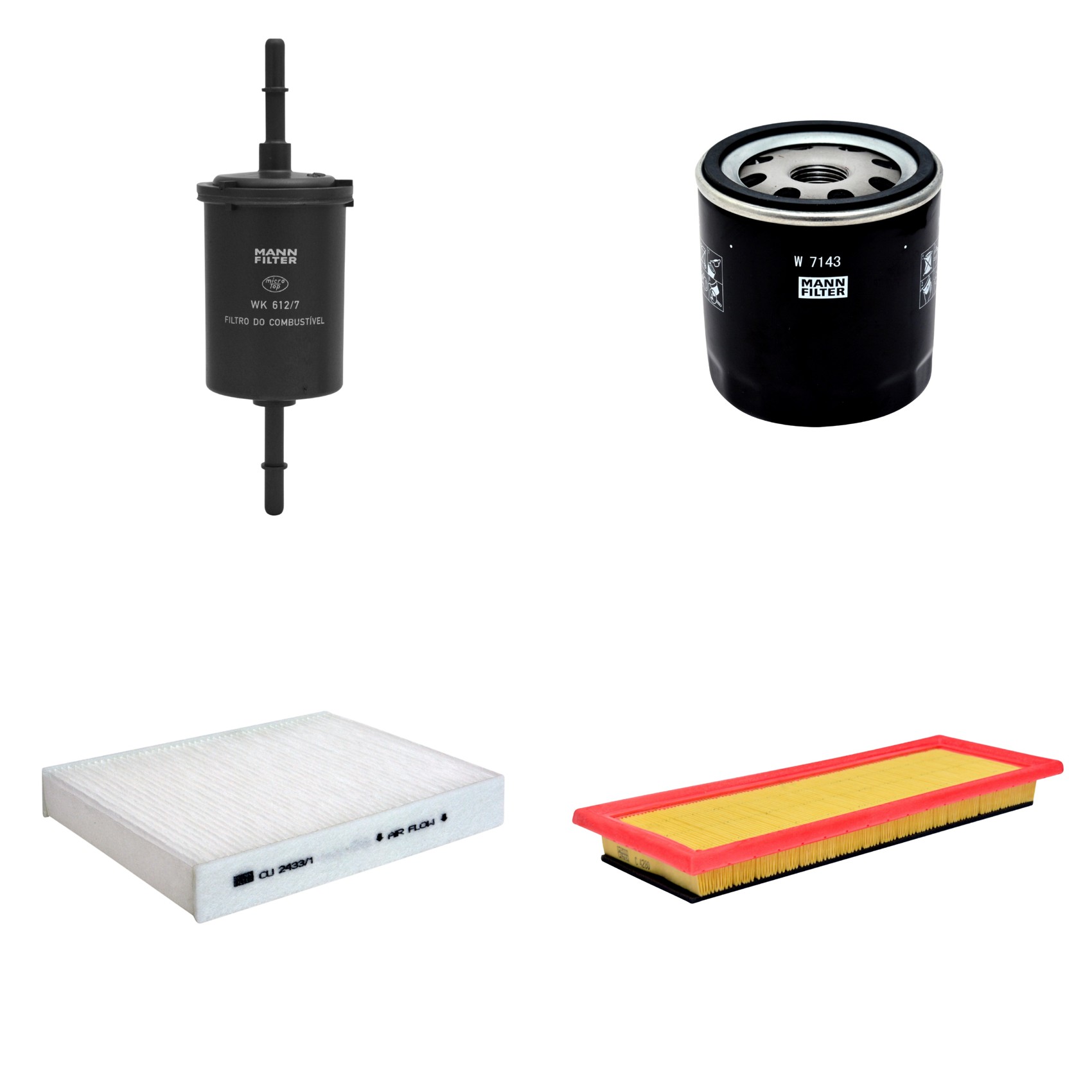 Kit Filtros de Ar Combustível Cabine Ar Condicionado Óleo - Mann-Filter - C4280 - CU2433/1 - W7143 - WK612/7