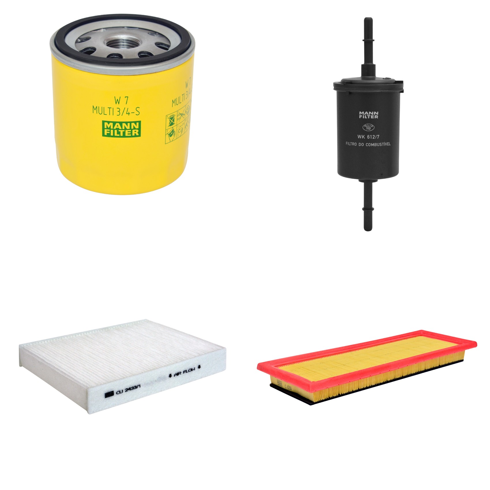Kit Filtros de Ar Combustível Cabine Ar Condicionado Óleo - Mann-Filter - C4280 - CU2433/1 - W7MULTI3/4-S - WK612/7