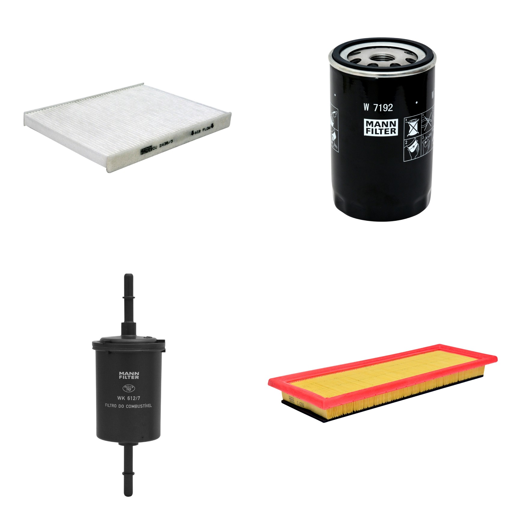 Kit Filtros de Ar Combustível Cabine Ar Condicionado Óleo - Mann-Filter - C4280 - CU2436/3 - W7192 - WK612/7