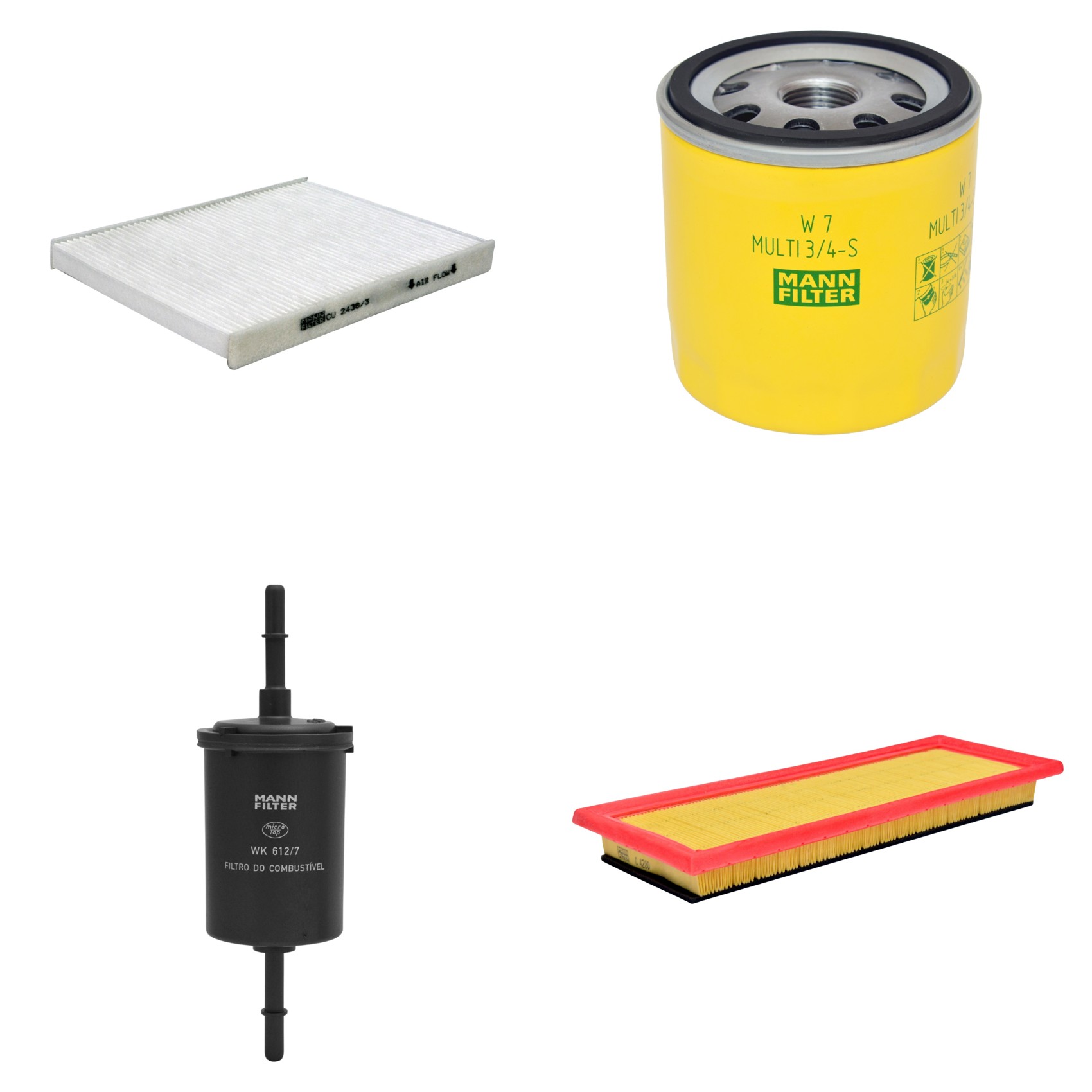 Kit Filtros de Ar Combustível Cabine Ar Condicionado Óleo - Mann-Filter - C4280 - CU2436/3 - W7MULTI3/4-S - WK612/7