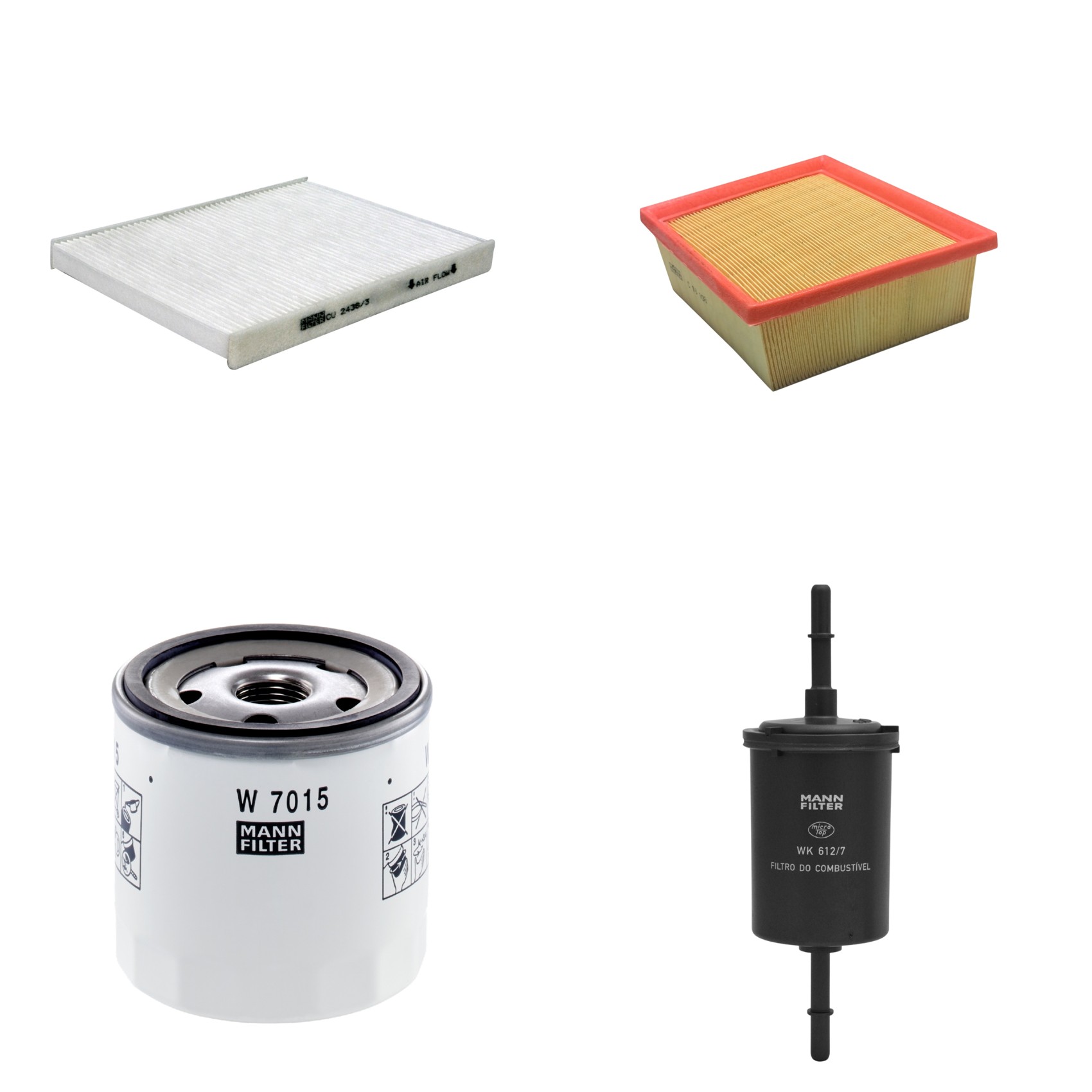 Kit Filtros de Ar Combustível Cabine Ar Condicionado Óleo - Mann-Filter - C18103 - CU2436/3 - W7015 - WK612/7