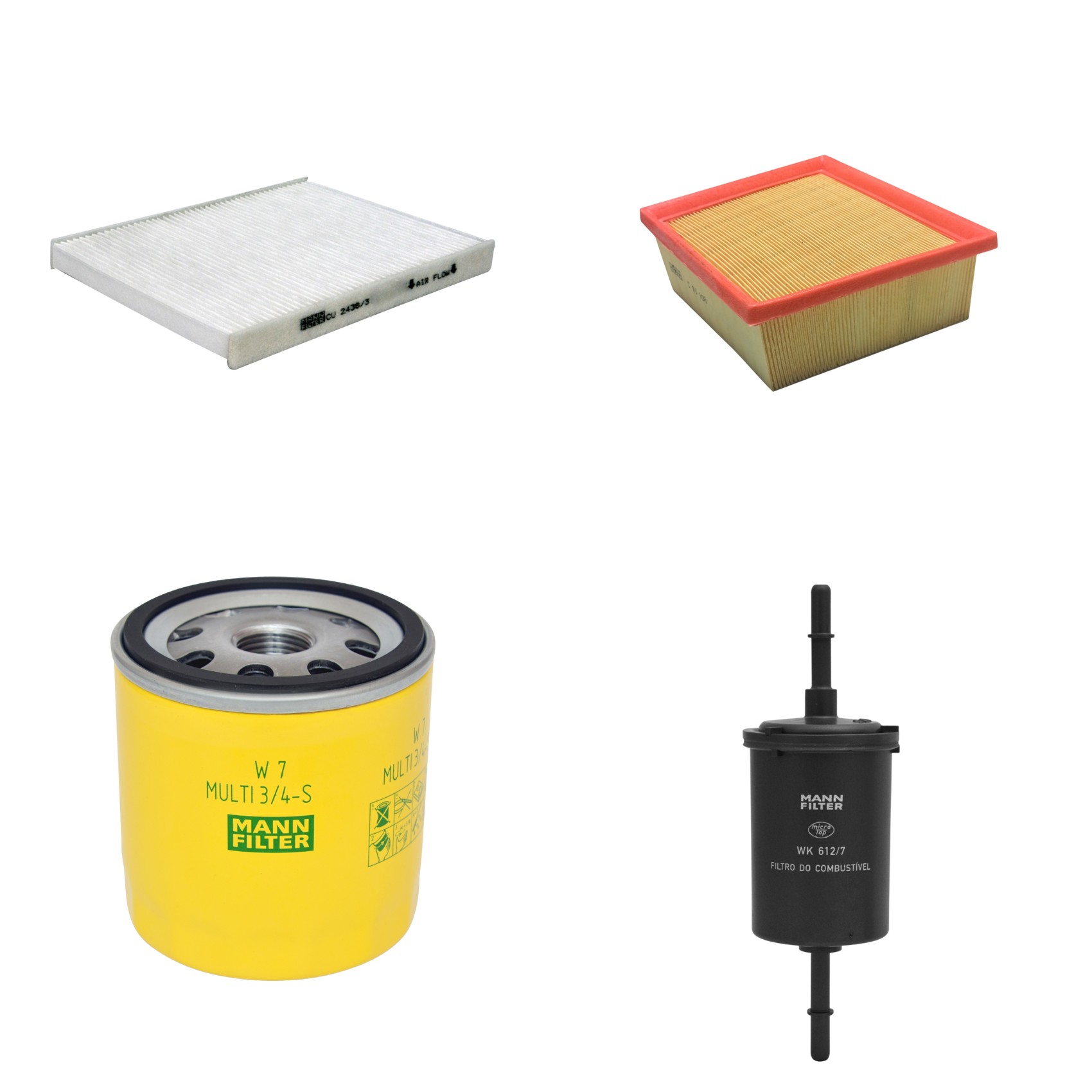 Kit Filtros de Ar Combustível Cabine Ar Condicionado Óleo - Mann-Filter - C18103 - CU2436/3 - W7MULTI3/4-S - WK612/7