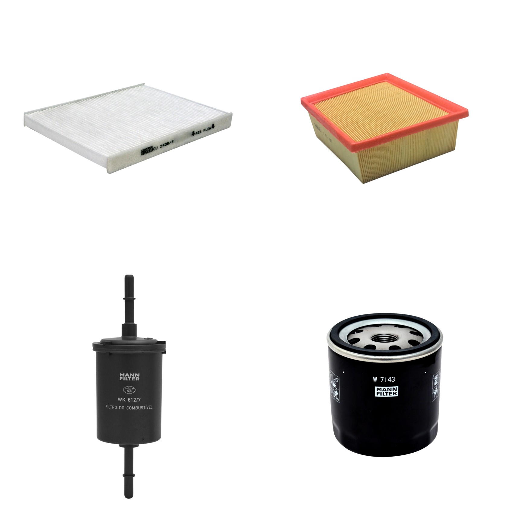Kit Filtros de Ar Combustível Cabine Ar Condicionado Óleo - Mann-Filter - C18103 - CU2436/3 - W7143 - WK612/7