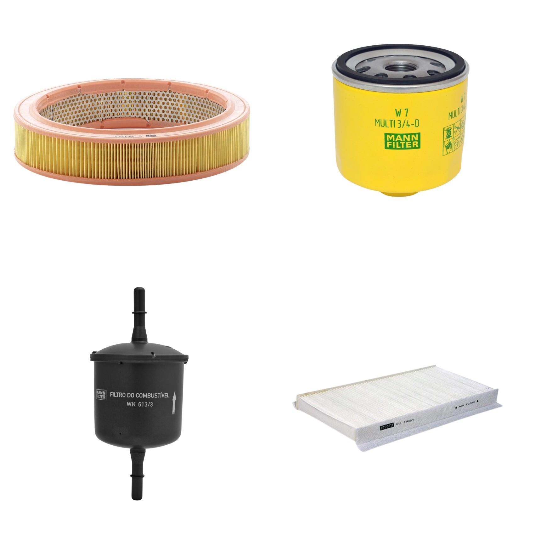 Kit Filtros de Ar Combustível Cabine Ar Condicionado Óleo - Mann-Filter - C2852/2 - CU3162/1 - W7MULTI3/4-D - WK613/3