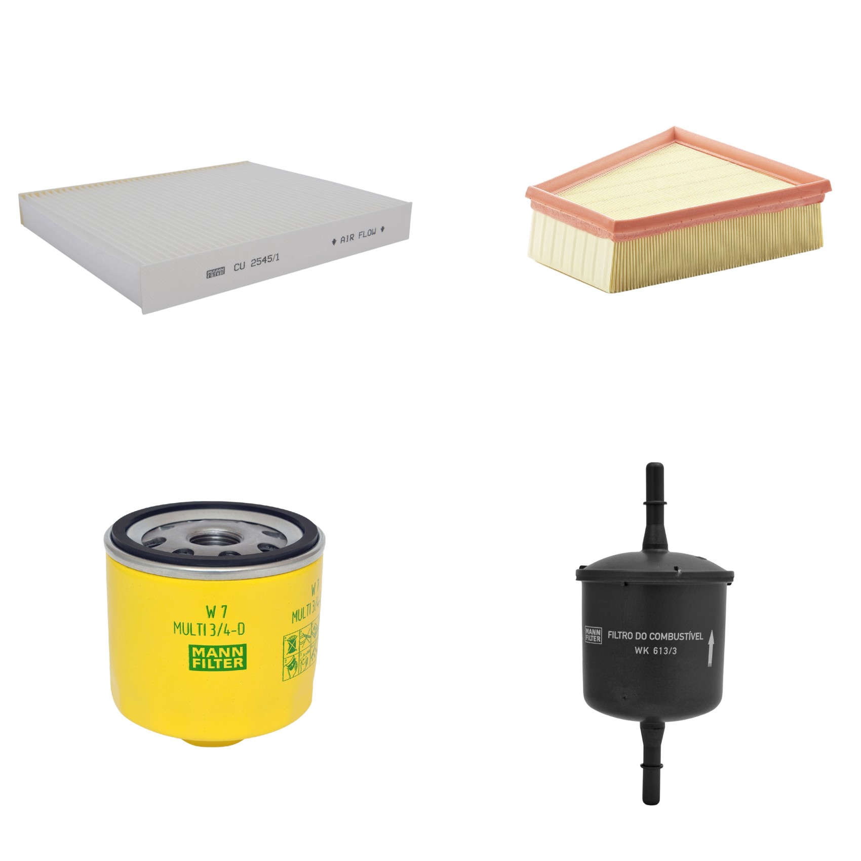 Kit Filtros de Ar Combustível Cabine Ar Condicionado Óleo - Mann-Filter - C2295/2 - CU2545/1 - W7MULTI3/4-D - WK613/3