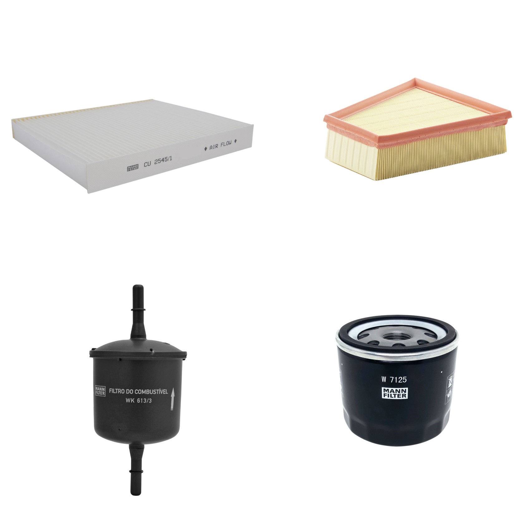 Kit Filtros de Ar Combustível Cabine Ar Condicionado Óleo - Mann-Filter - C2295/2 - CU2545/1 - W7125 - WK613/3