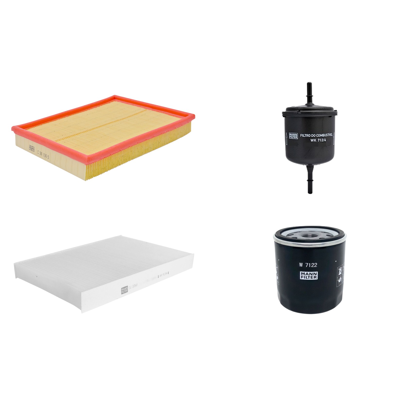 Kit Filtros de Ar Combustível Cabine Ar Condicionado Óleo - Mann-Filter - C30130/3 - CU3054/1 - W7122 - WK712/4