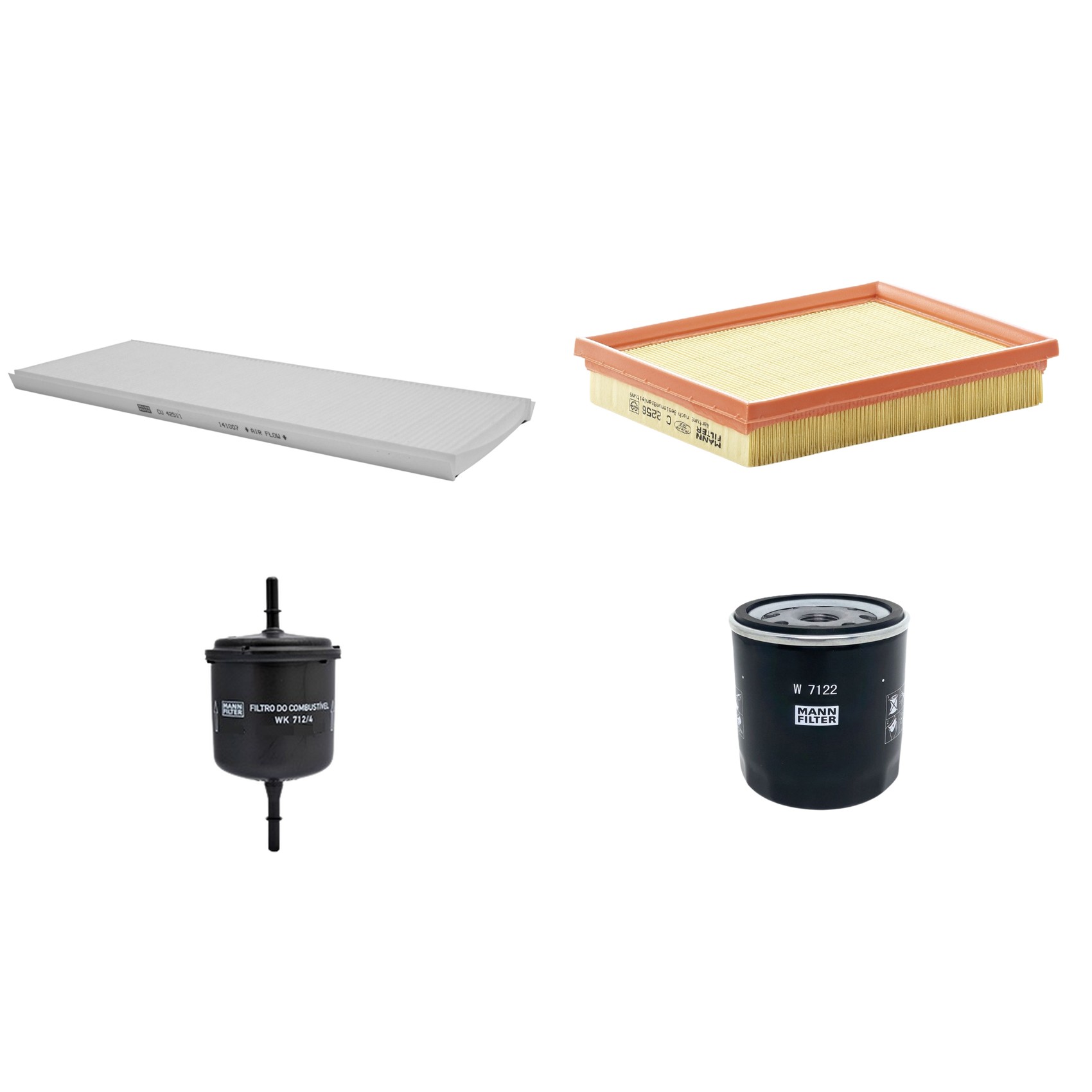 Kit Filtros de Ar Combustível Cabine Ar Condicionado Óleo - Mann-Filter - C2256 - CU4251/1 - W7122 - WK712/4