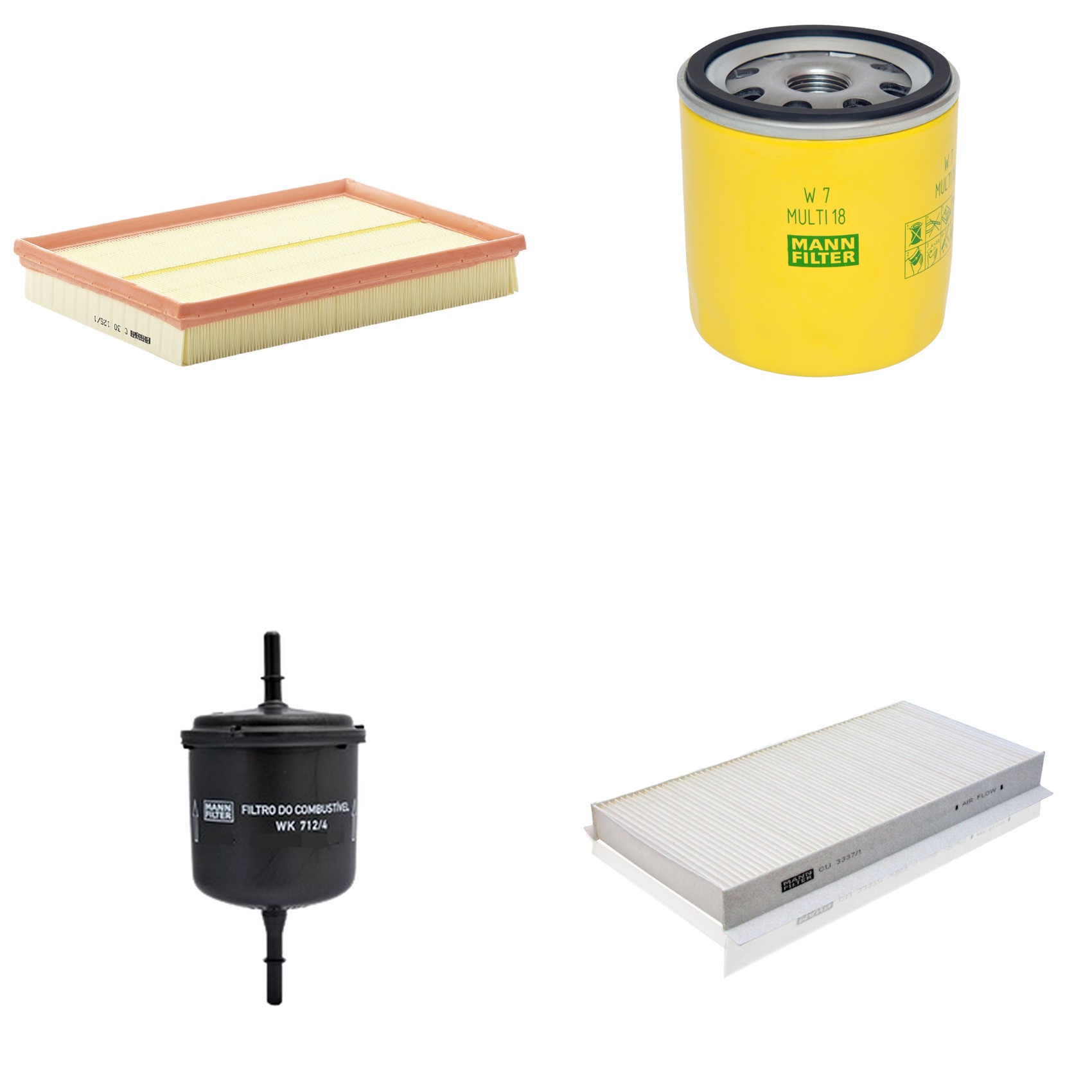 Kit Filtros de Ar Combustível Cabine Ar Condicionado Óleo - Mann-Filter - C30125/1 - CU3337/1 - W7MULTI18 - WK712/4