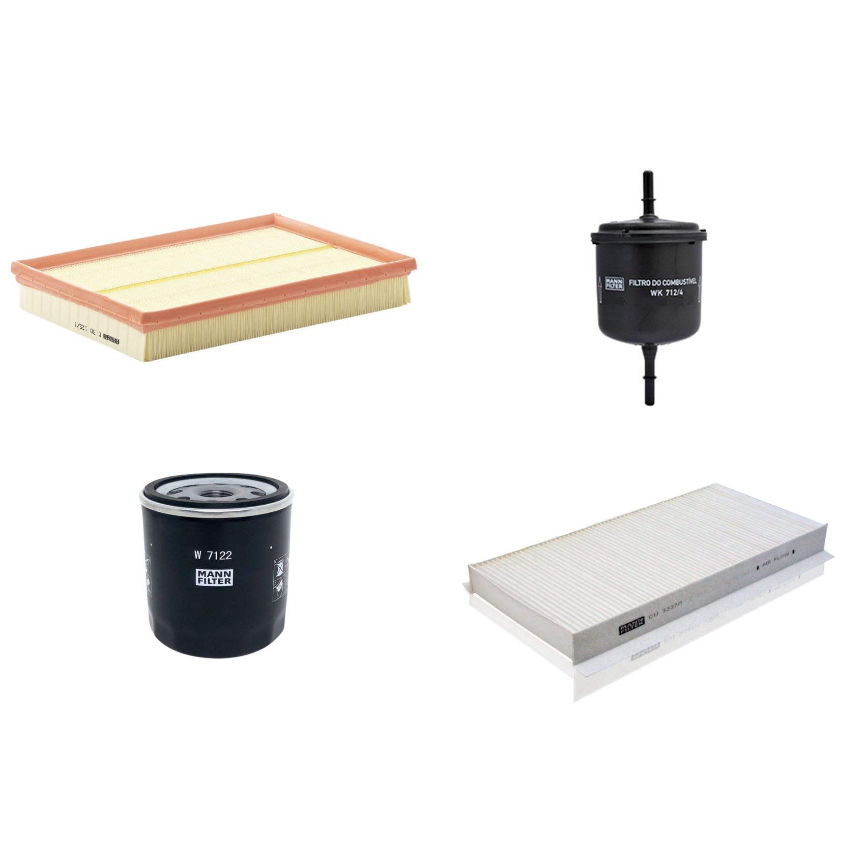 Kit Filtros de Ar Combustível Cabine Ar Condicionado Óleo - Mann-Filter - C30125/1 - CU3337/1 - W7122 - WK712/4