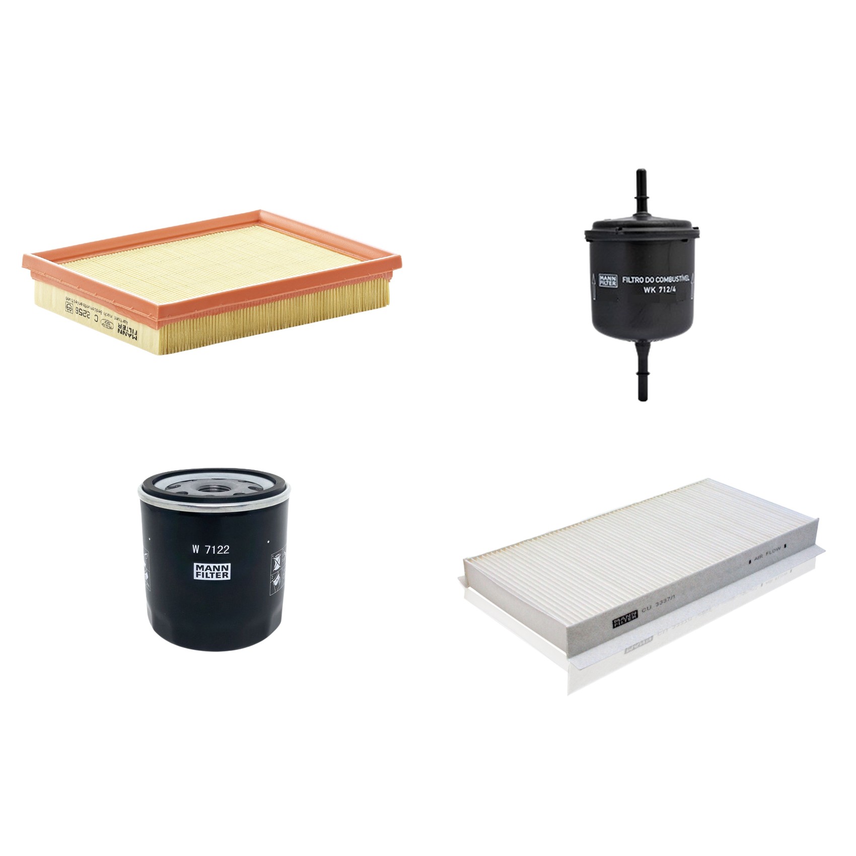 Kit Filtros de Ar Combustível Cabine Ar Condicionado Óleo - Mann-Filter - C2256 - CU3337/1 - W7122 - WK712/4