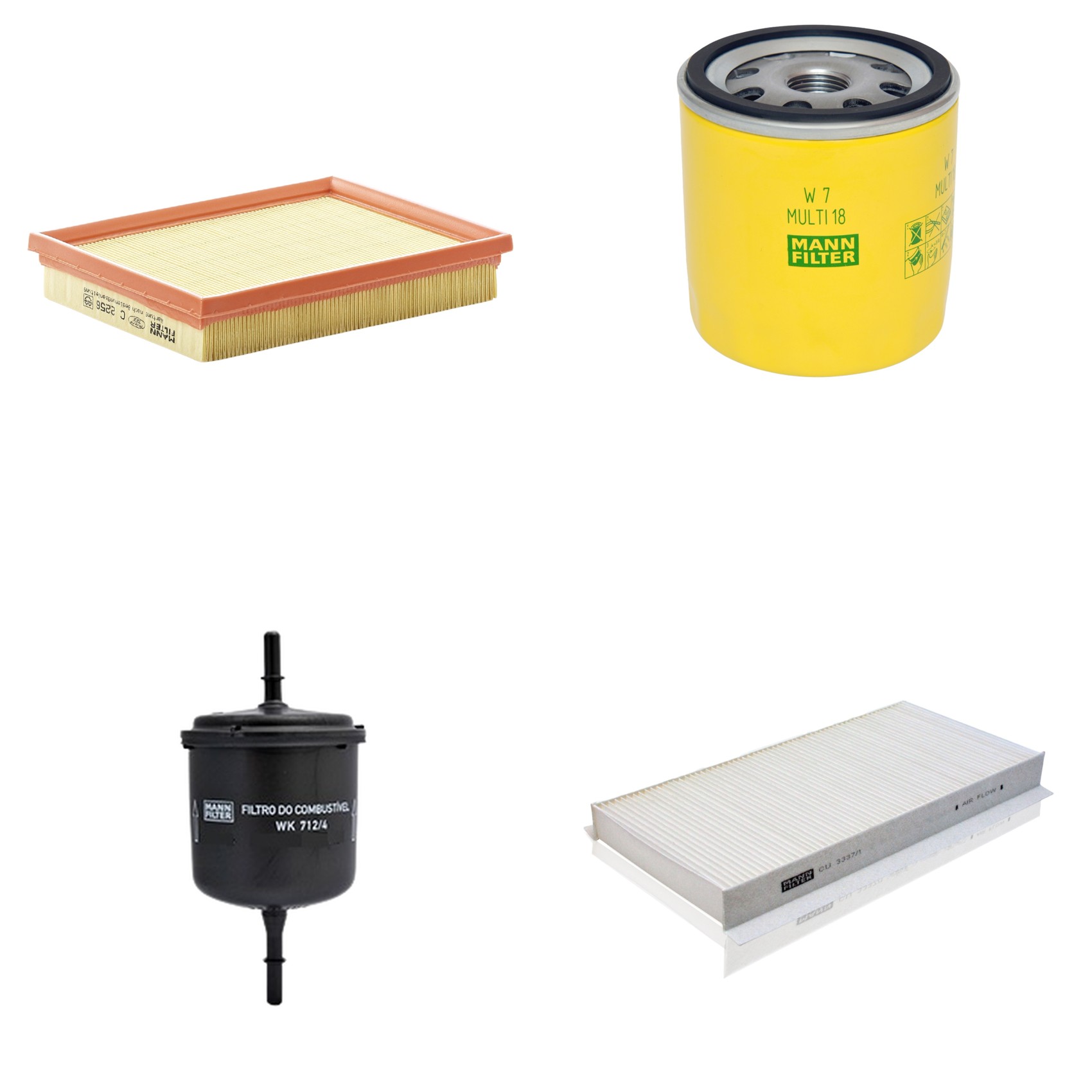 Kit Filtros de Ar Combustível Cabine Ar Condicionado Óleo - Mann-Filter - C2256 - CU3337/1 - W7MULTI18 - WK712/4
