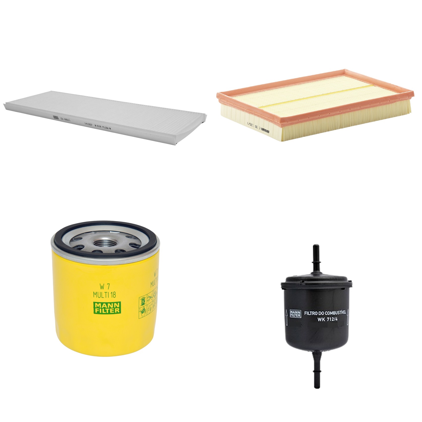 Kit Filtros de Ar Combustível Cabine Ar Condicionado Óleo - Mann-Filter - C30125/1 - CU4251/1 - W7MULTI18 - WK712/4