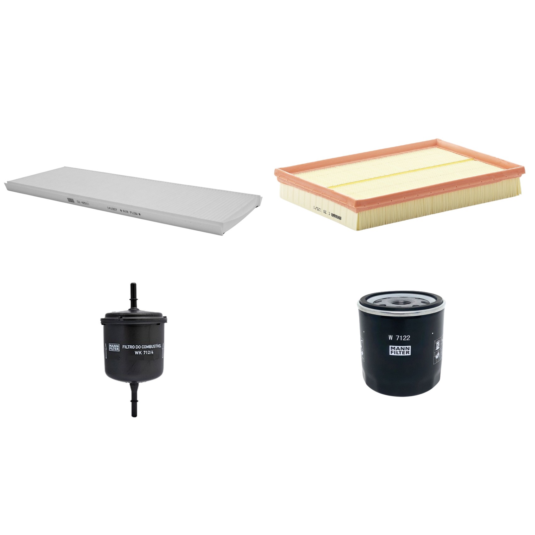 Kit Filtros de Ar Combustível Cabine Ar Condicionado Óleo - Mann-Filter - C30125/1 - CU4251/1 - W7122 - WK712/4