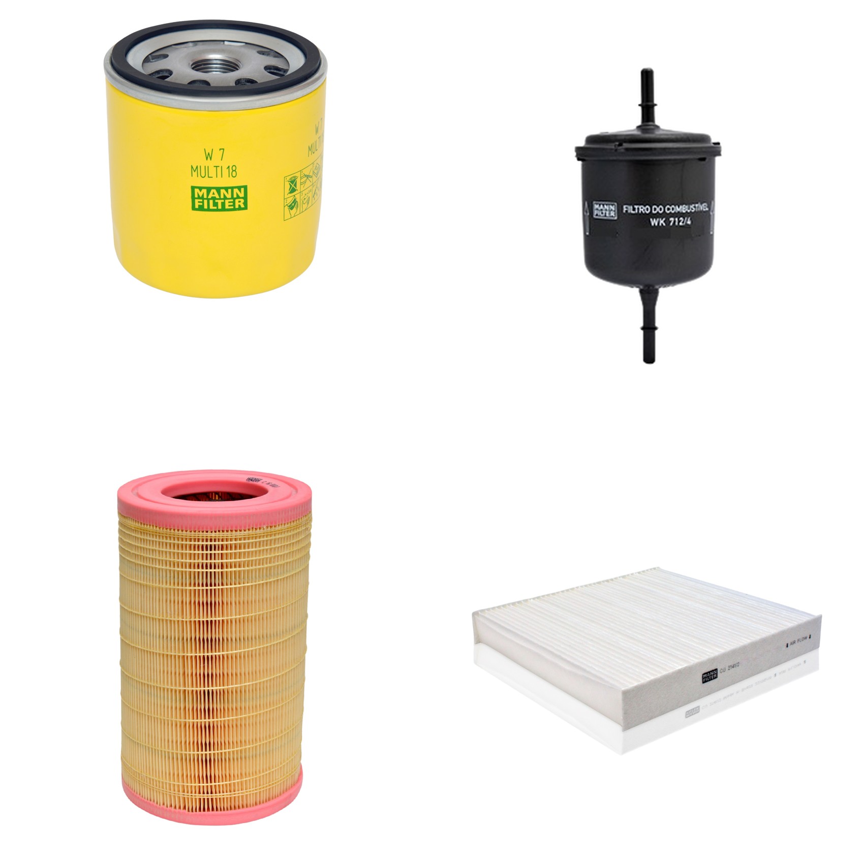 Kit Filtros de Ar Combustível Cabine Ar Condicionado Óleo - Mann-Filter - C16010/1 - CU2141/2 - W7MULTI18 - WK712/4