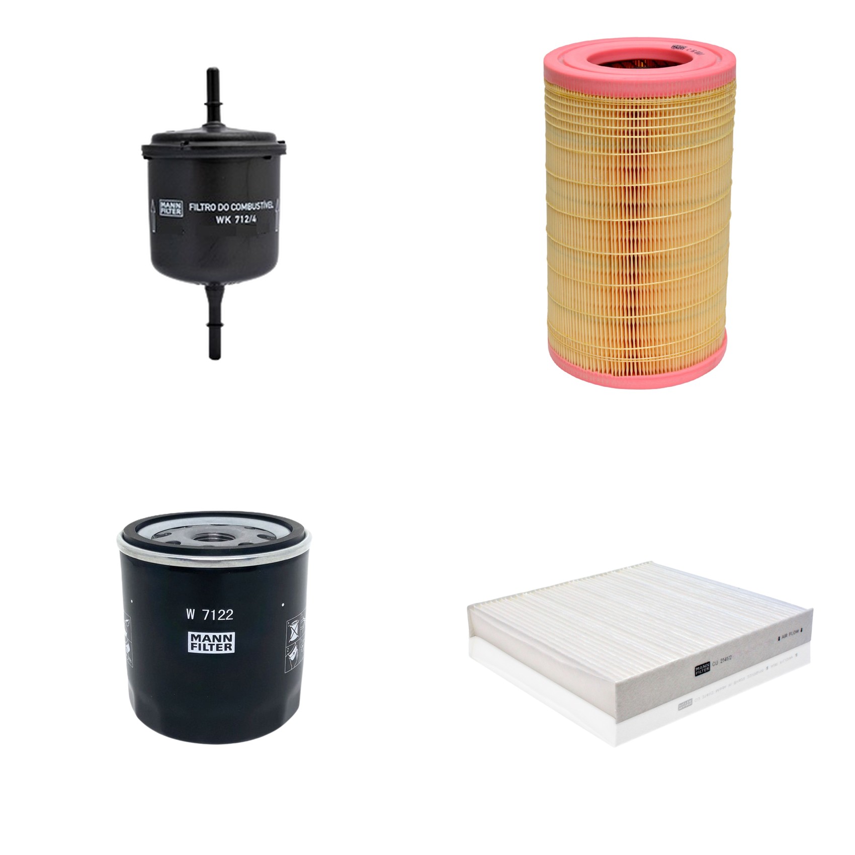 Kit Filtros de Ar Combustível Cabine Ar Condicionado Óleo - Mann-Filter - C16010/1 - CU2141/2 - W7122 - WK712/4
