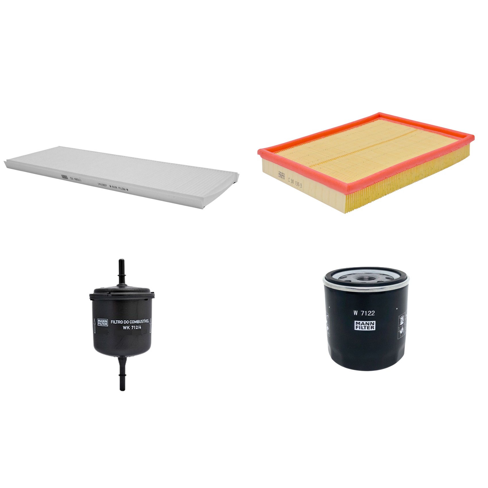 Kit Filtros de Ar Combustível Cabine Ar Condicionado Óleo - Mann-Filter - C30130/3 - CU4251/1 - W7122 - WK712/4