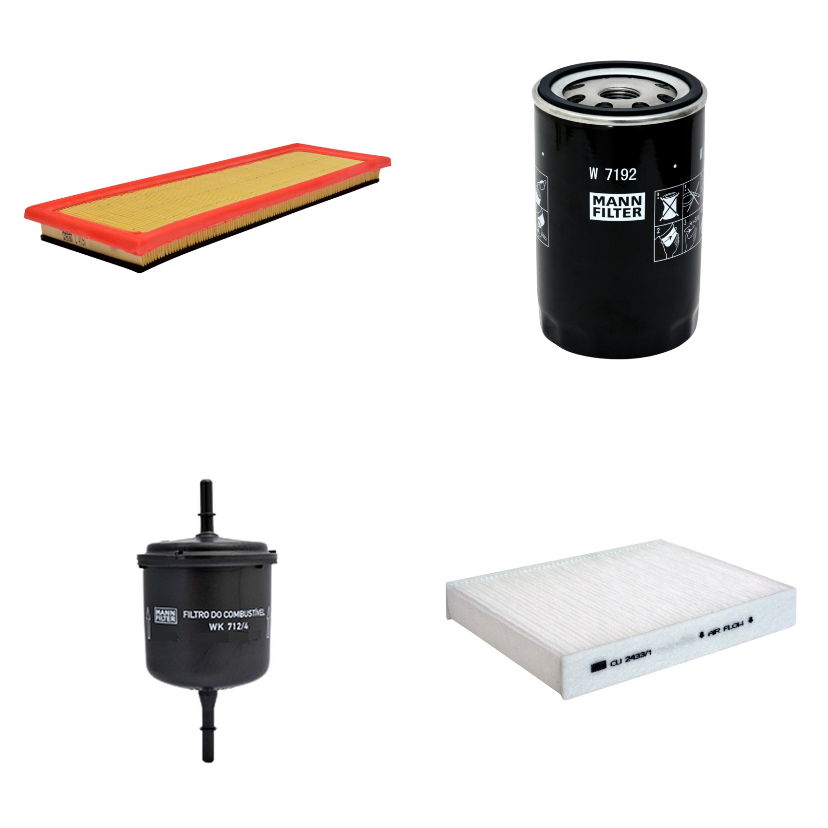Kit Filtros de Ar Combustível Cabine Ar Condicionado Óleo - Mann-Filter - C4151 - CU2433/1 - W7192 - WK712/4