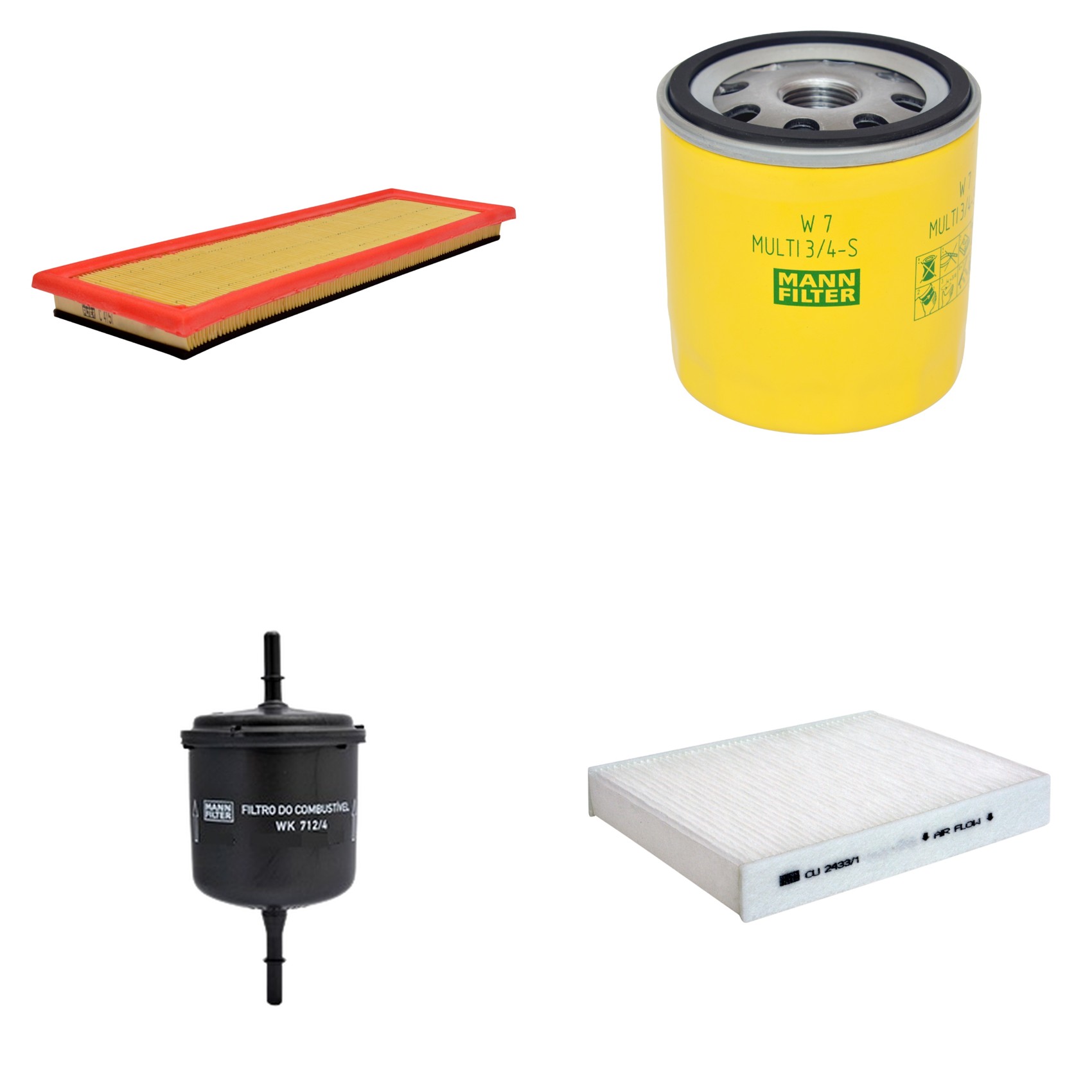 Kit Filtros de Ar Combustível Cabine Ar Condicionado Óleo - Mann-Filter - C4151 - CU2433/1 - W7MULTI3/4-S - WK712/4