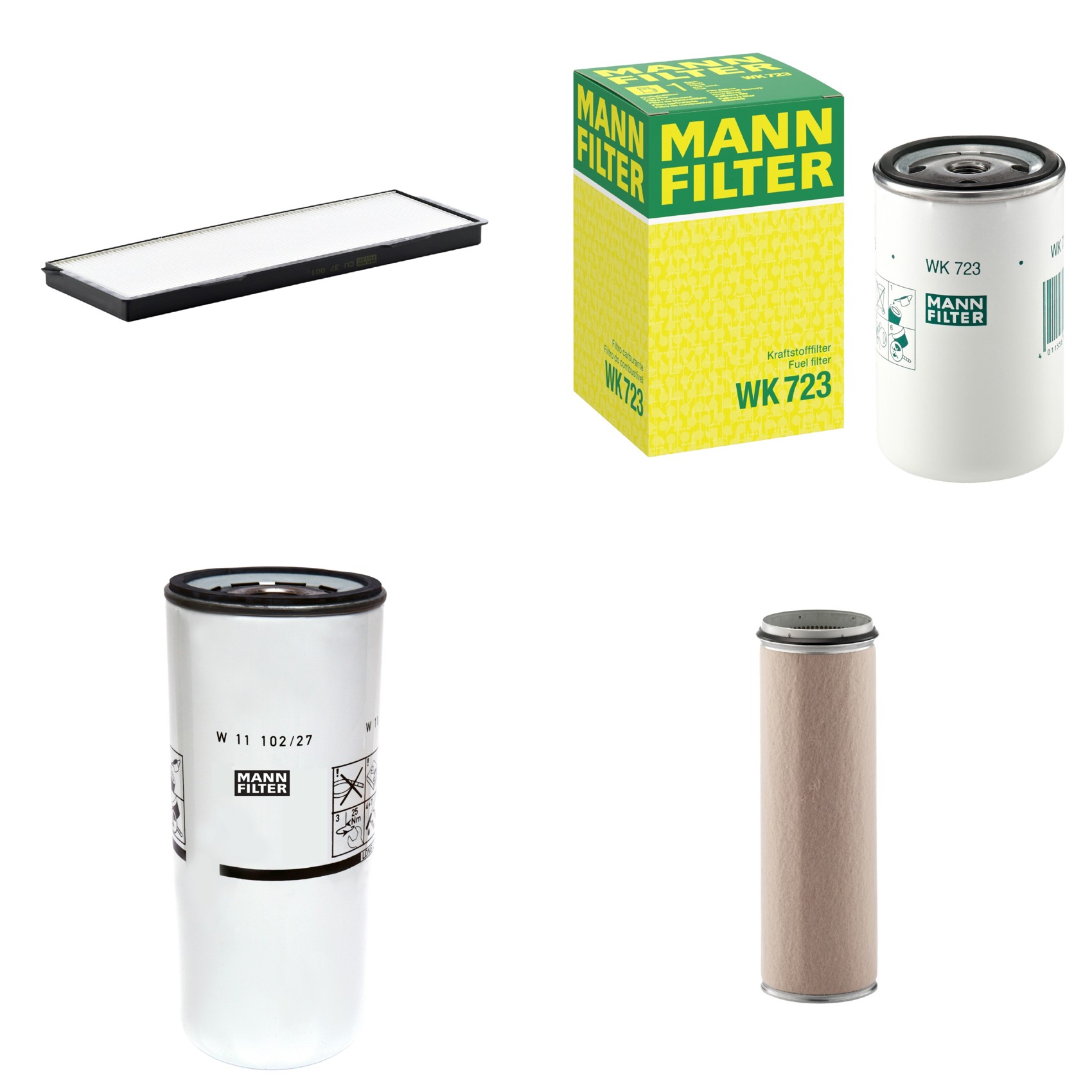 Kit Filtros de Ar Combustível Cabine Ar Condicionado Óleo - Mann-Filter - CF1600 - CU37001 - W11102/27 - WK723