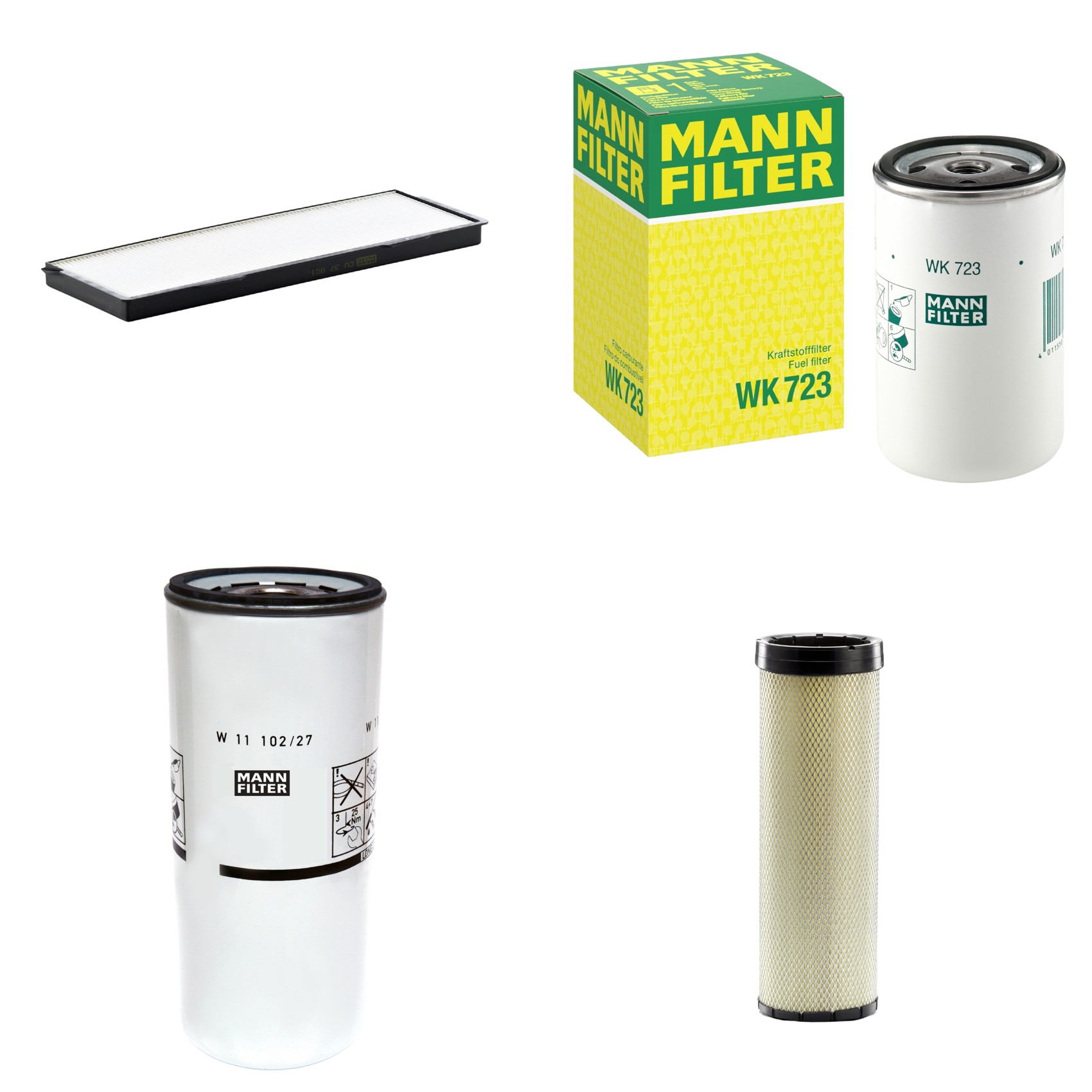 Kit Filtros de Ar Combustível Cabine Ar Condicionado Óleo - Mann-Filter - CF1720 - CU37001 - W11102/27 - WK723