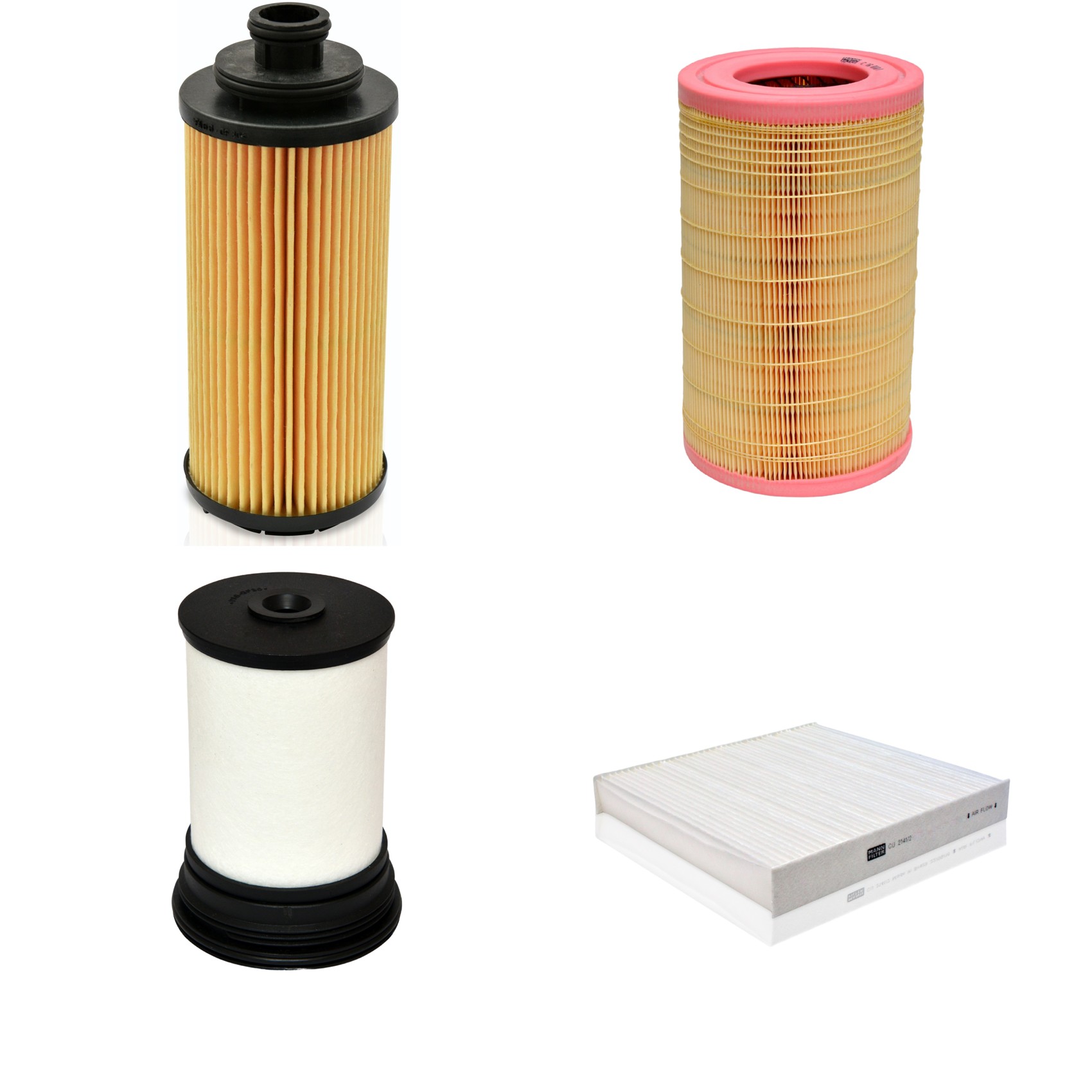 Kit Filtros de Ar Combustível Cabine Ar Condicionado Óleo - Mann-Filter - C16010/1 - CU2141/2 - HU6017z - PU7020z