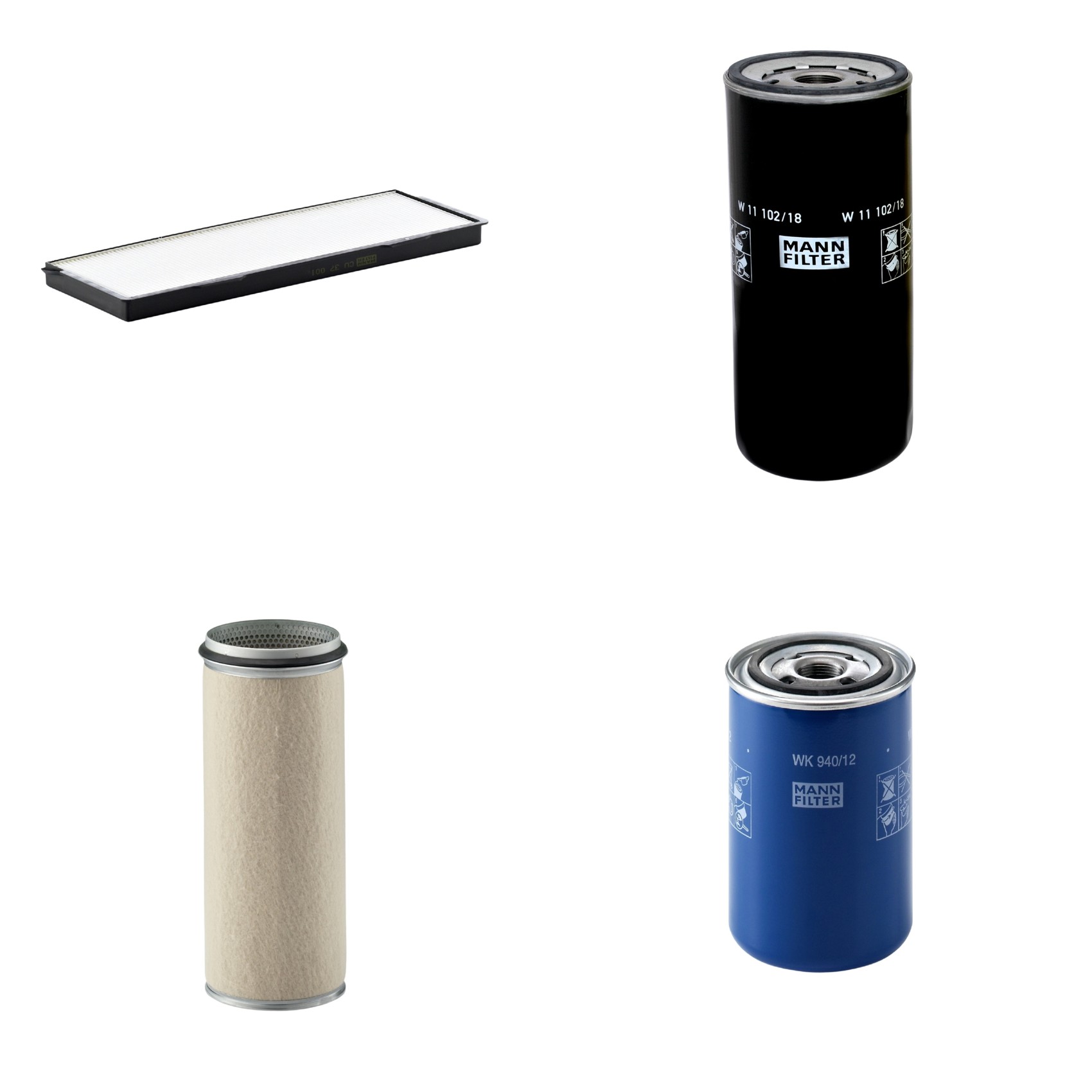 Kit Filtros de Ar Combustível Cabine Ar Condicionado Óleo - Mann-Filter - CF1610 - CU37001 - W11102/18 - WK940/12