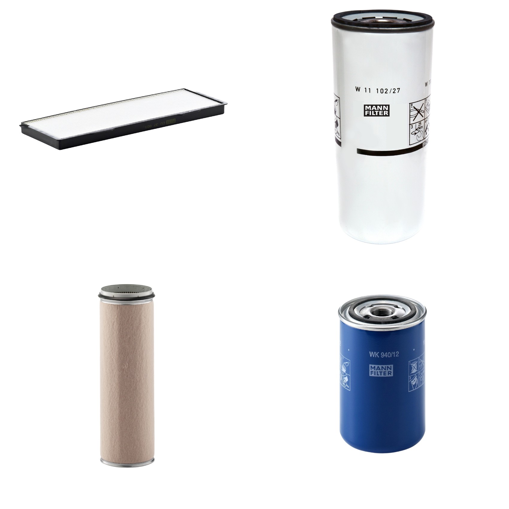 Kit Filtros de Ar Combustível Cabine Ar Condicionado Óleo - Mann-Filter - CF1600 - CU37001 - W11102/27 - WK940/12