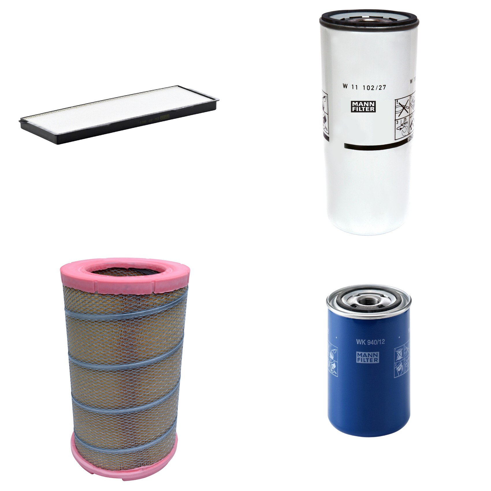 Kit Filtros de Ar Combustível Cabine Ar Condicionado Óleo - Mann-Filter - C301622 - CU37001 - W11102/27 - WK940/12