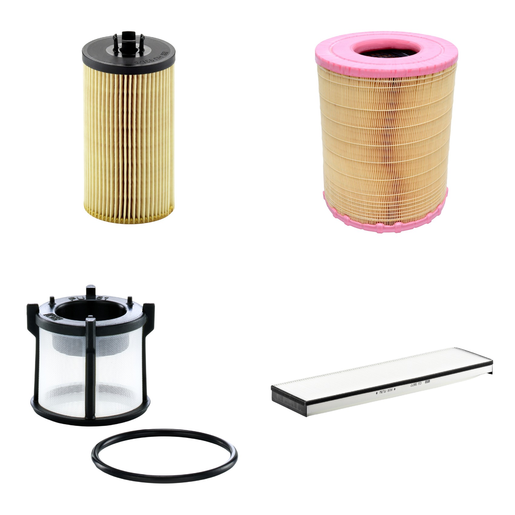 Kit Filtros de Ar Combustível Cabine Ar Condicionado Óleo - Mann-Filter - C281012 - CU5877 - HU931/5x - PU51X