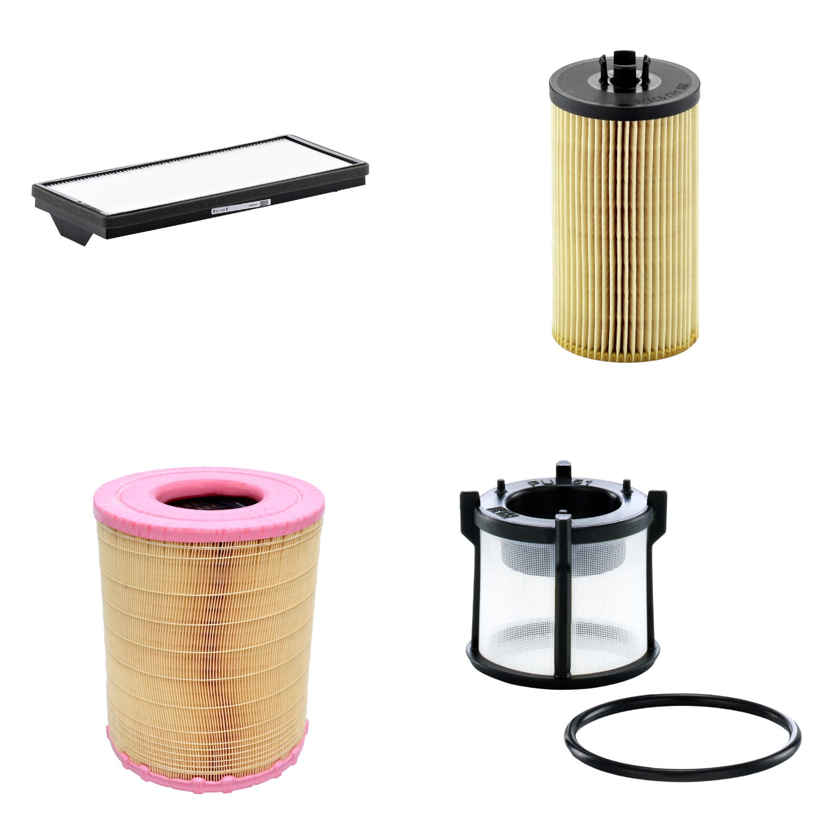 Kit Filtros de Ar Combustível Cabine Ar Condicionado Óleo - Mann-Filter - C281012 - CU4469 - HU931/5x - PU51X