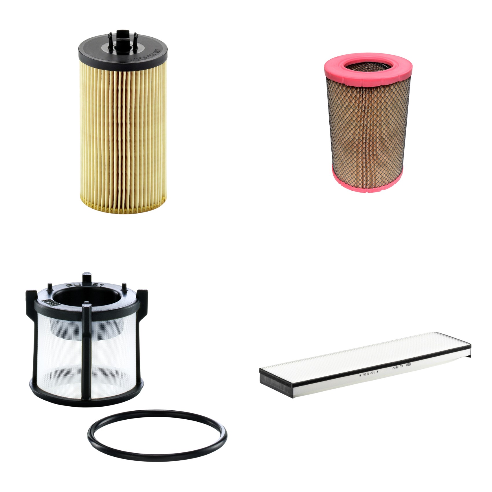 Kit Filtros de Ar Combustível Cabine Ar Condicionado Óleo - Mann-Filter - C27844/1 - CU5877 - HU931/5x - PU51X