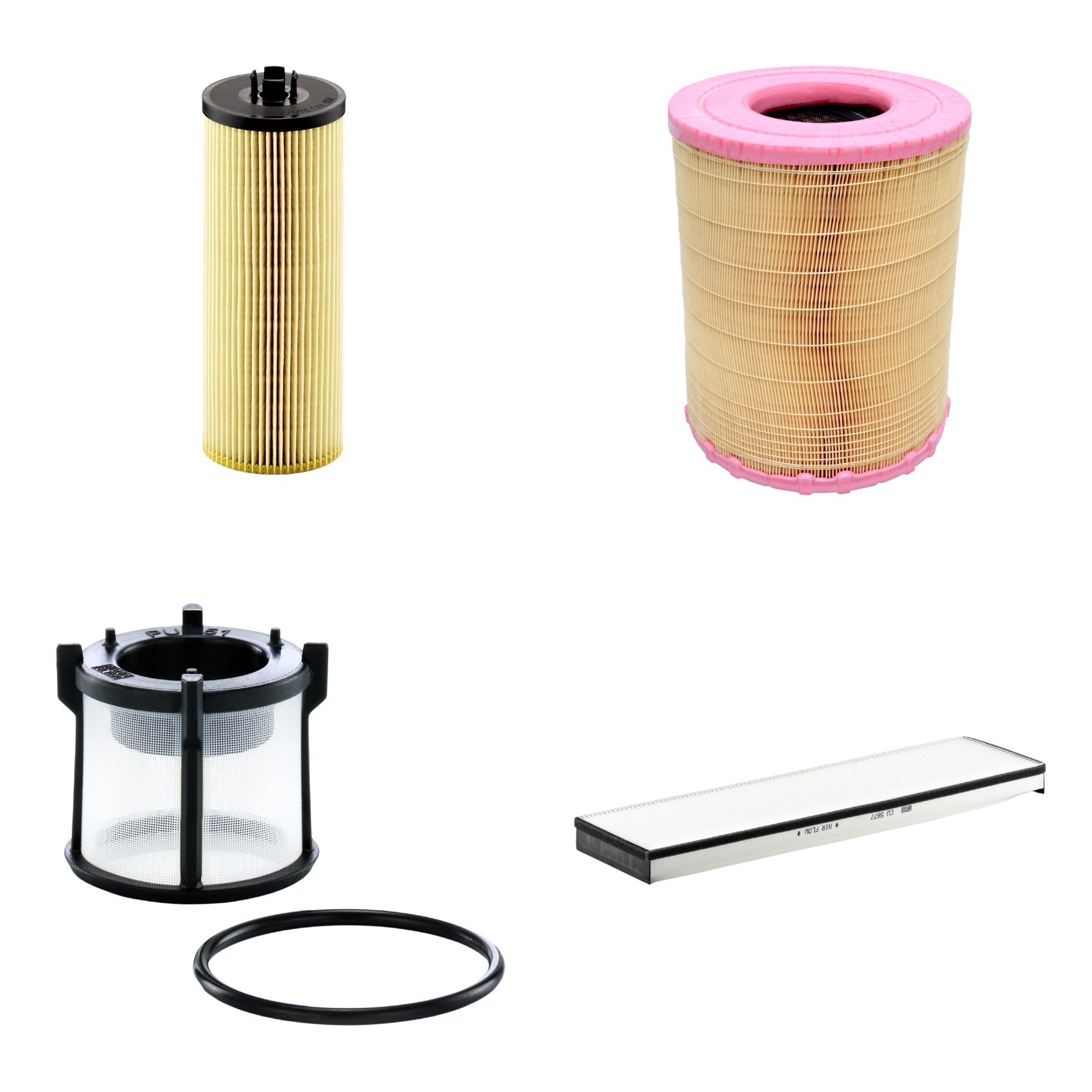 Kit Filtros de Ar Combustível Cabine Ar Condicionado Óleo - Mann-Filter - C281012 - CU5877 - HU945/2x - PU51X
